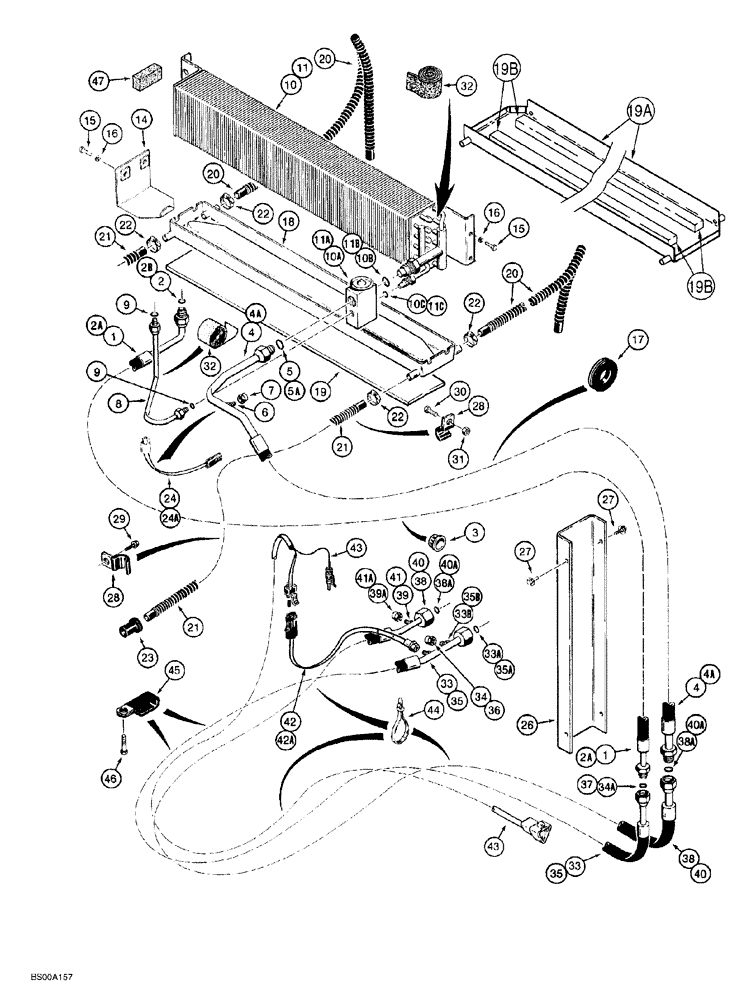 Схема запчастей Case 650G - (9-72) - AIR CONDITIONING SYSTEM - INSIDE CAB ROOF (09) - CHASSIS/ATTACHMENTS