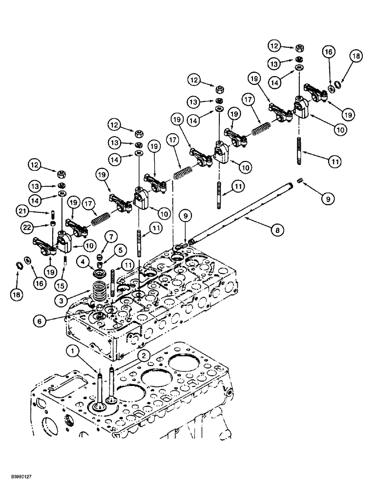 Схема запчастей Case 560 - (2-17A) - VALVE MECHANISM AND ROCKER ARMS, KUBOTA V2203IDI ENGINE, P.I.N. JAF0295741 AND AFTER (02) - ENGINE