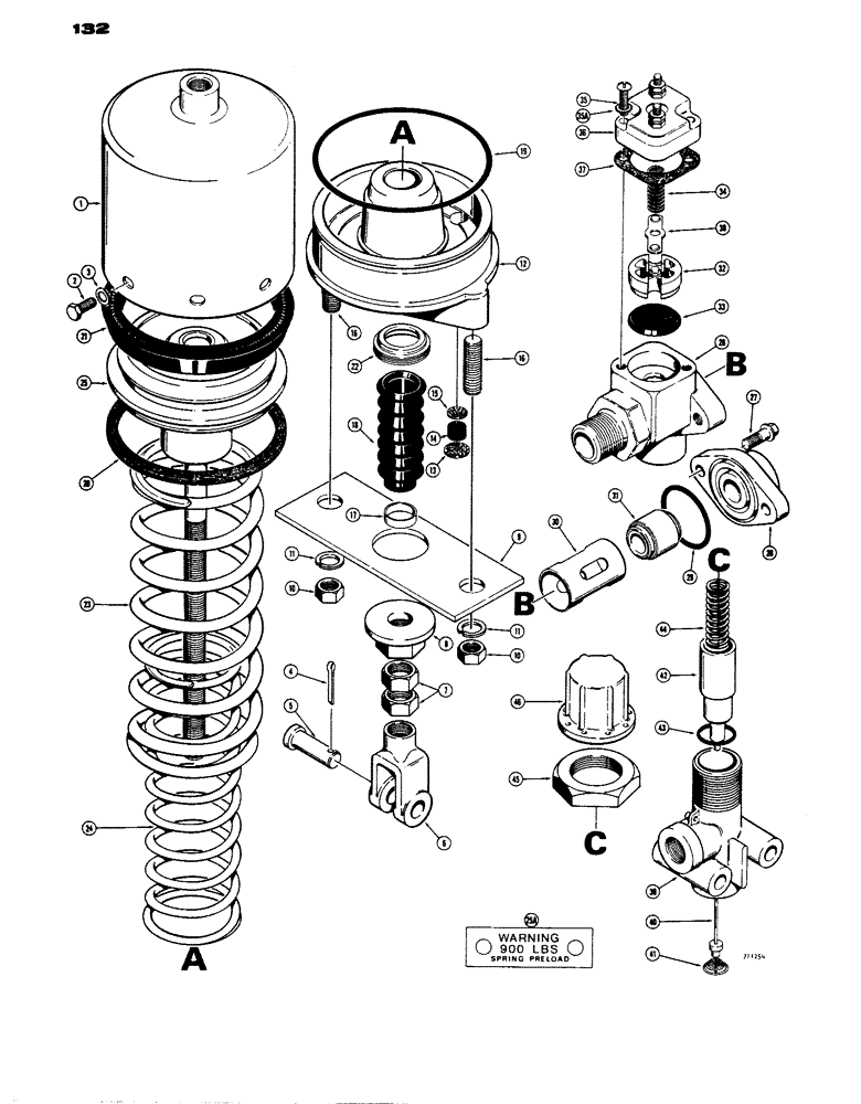 Схема запчастей Case W14 - (132) - L48127 SAFETY CHAMBER, L48128 DOUBLE CHECK VALVE AND STOP (07) - BRAKES