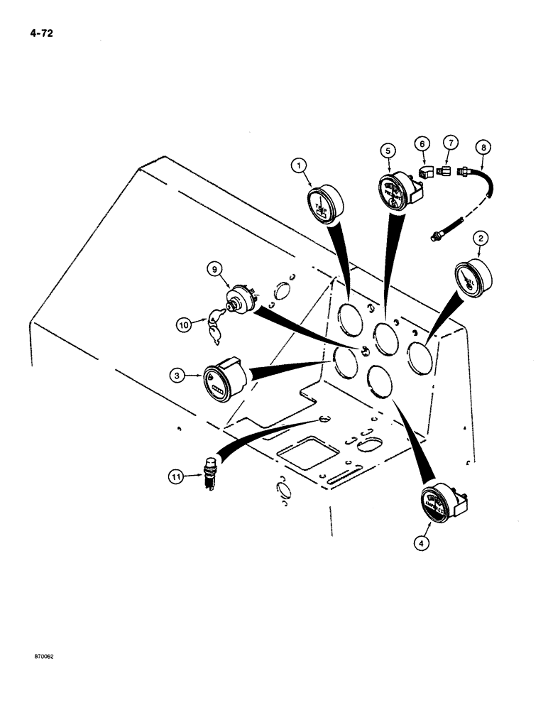 Схема запчастей Case CASE - (4-72) - INSTRUMENTS AND MOUNTING (04) - ELECTRICAL SYSTEMS