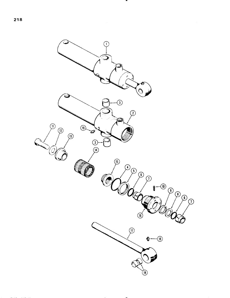 Схема запчастей Case 1150 - (218) - RIPPER CYLINDER, 4" I.D. X 13" STROKE, W/SPLIT SNAP-IN OUTER ROD WIPER (07) - HYDRAULIC SYSTEM