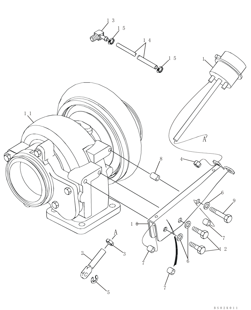Схема запчастей Case CX330 - (02-11) - WASTEGATE ACTUATOR (02) - ENGINE
