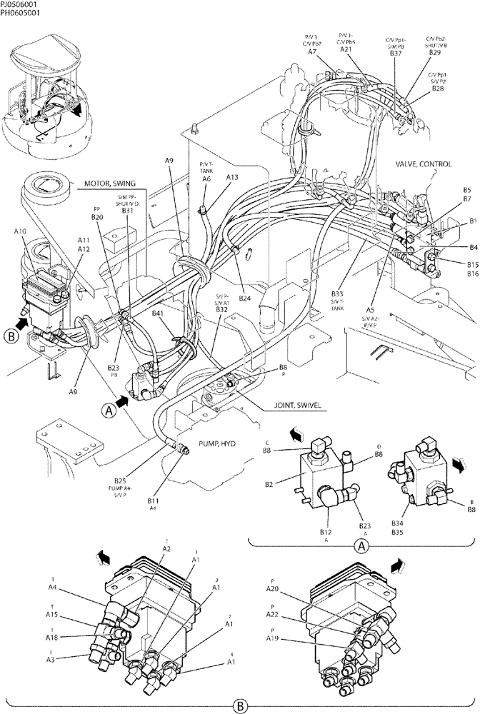 Схема запчастей Case CX50B - (01-042) - CONTROL LINES, REMOTE (NIBBLER & BREAKER) (35) - HYDRAULIC SYSTEMS