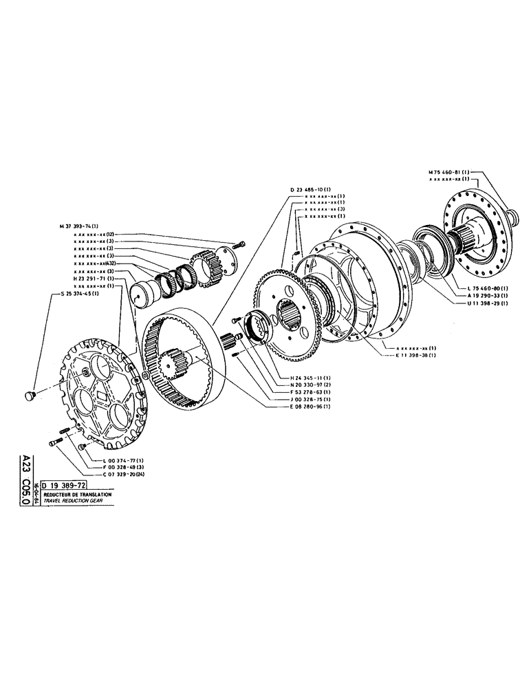 Схема запчастей Case 220 - (B-018) - TRAVEL REDUCTION GEAR (04) - UNDERCARRIAGE