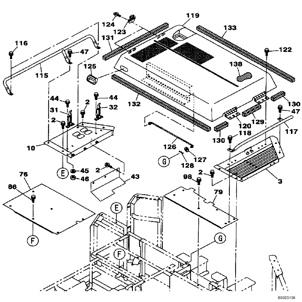 Схема запчастей Case CX130 - (09-08) - HOOD, ENGINE - INSULATION (09) - CHASSIS