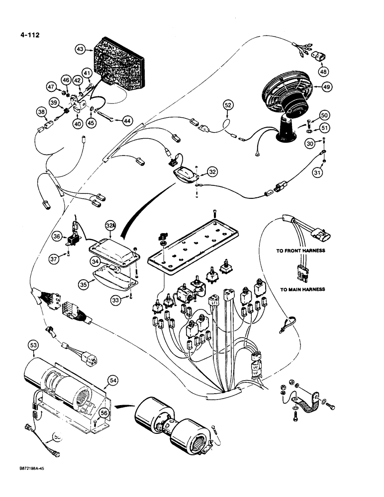 Схема запчастей Case W36 - (4-112) - OPERATORS COMPARTMENT, WIRING AND ELECTRICAL ACCESSORIES (04) - ELECTRICAL SYSTEMS