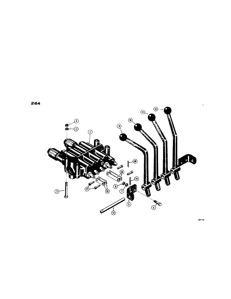 Схема запчастей Case 450 - (264) - 4 SPOOL VALVES AND LEVERS (07) - HYDRAULIC SYSTEM
