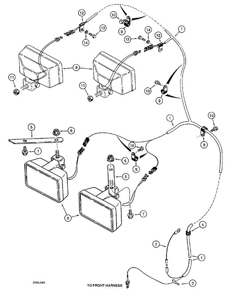 Схема запчастей Case 550E - (4-22) - HALOGEN LAMPS AND WIRING (04) - ELECTRICAL SYSTEMS