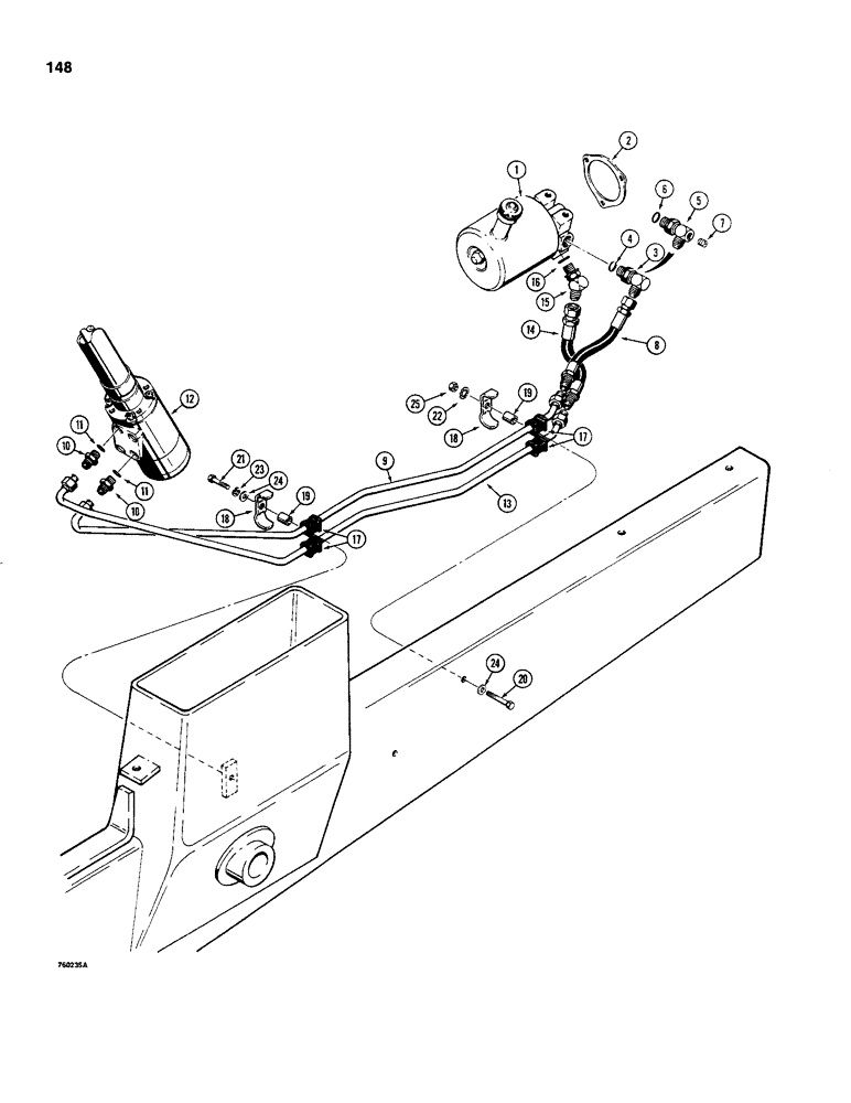 Схема запчастей Case 480C - (148) - STEERING HYDRAULIC CIRCUIT, STEERING PUMP TO CONTROL VALVE (41) - STEERING