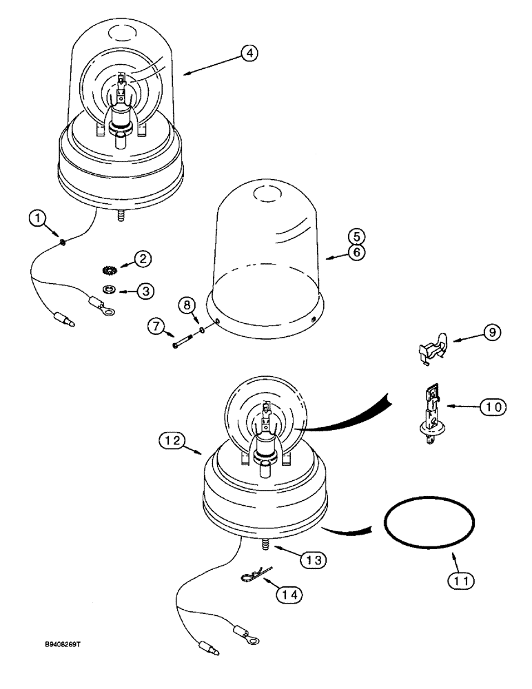 Схема запчастей Case 580L - (4-046) - ROTATING BEACON, USED ON CAB OR CANOPY MODELS (04) - ELECTRICAL SYSTEMS