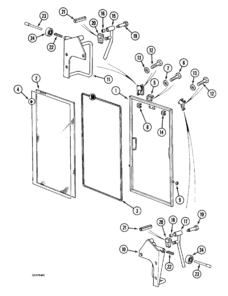 Схема запчастей Case 170C - (9-100) - CAB WINDSHIELD, P.I.N. 74501 THROUGH 74662, P.I.N. 02301 THROUGH 02320 (09) - CHASSIS