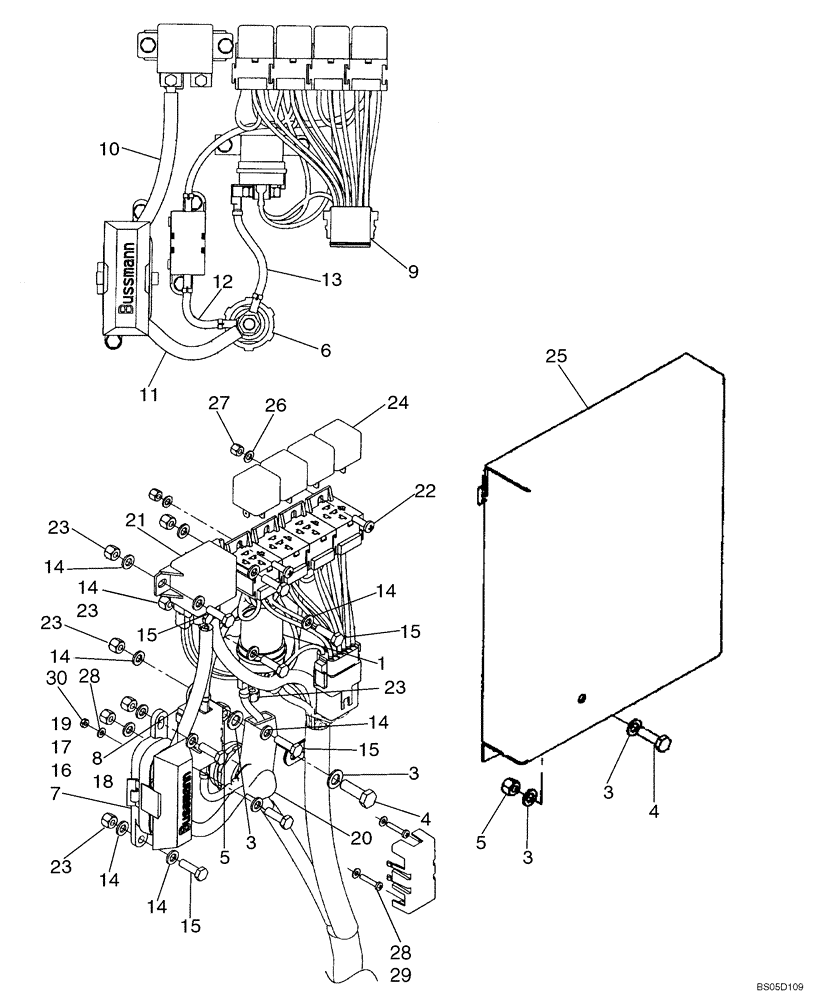 Схема запчастей Case 721D - (04-14B) - HARNESS, REAR - RELAY PANEL WITH BOSCH OR DENSO STARTER (04) - ELECTRICAL SYSTEMS