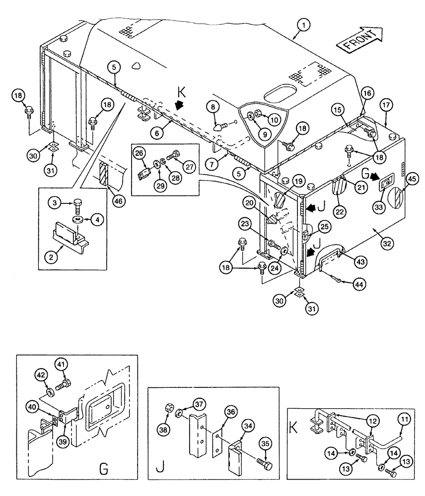 Схема запчастей Case 9040 - (9-20) - UPPER STRUCTURE, FRAME, PANELS, AND INSULATION PADS (09) - CHASSIS