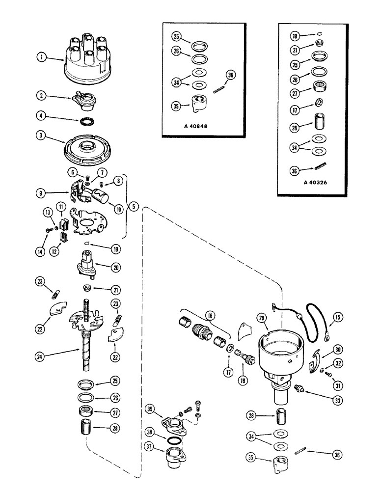 Схема запчастей Case W10B - (064) - A24505 DISTRIBUTOR, WITH CENTER MOUNTED OIL PUMP (04) - ELECTRICAL SYSTEMS