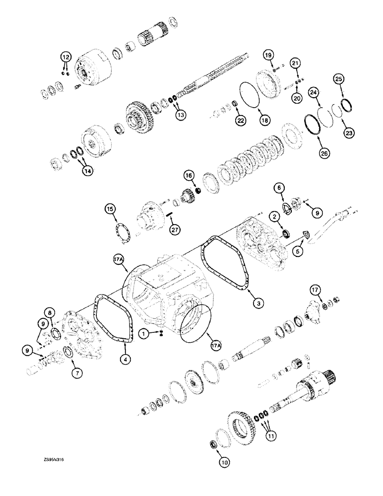 Схема запчастей Case 1150E - (6-38) - TRANSMISSION SEAL KITS, HOUSING, COVERS, AND BRAKES (06) - POWER TRAIN