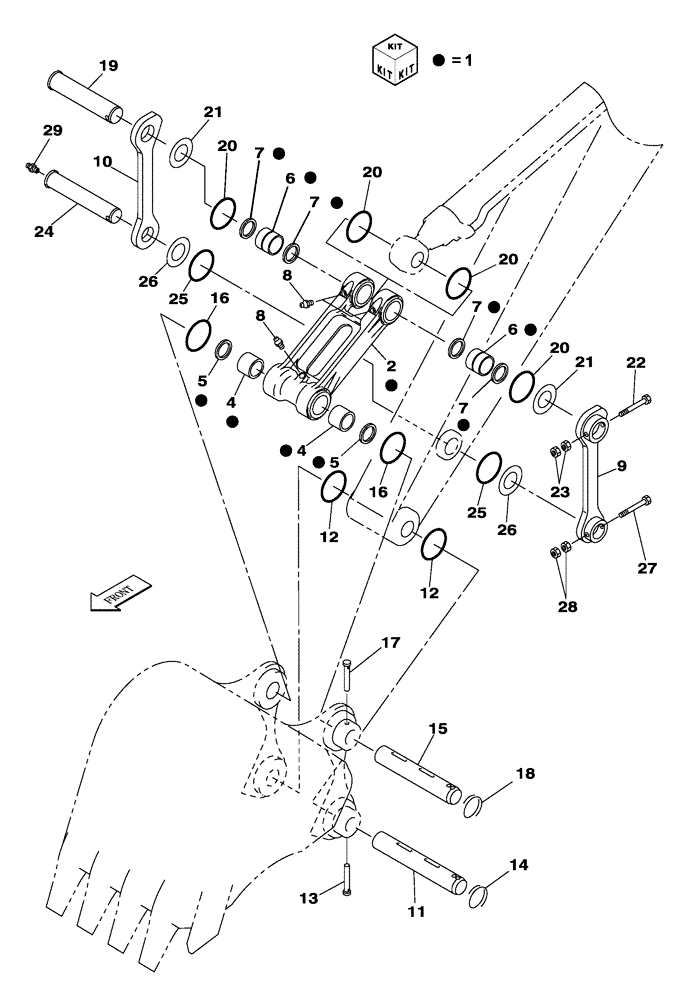 Схема запчастей Case CX210C LR - (84.100.01) - BUCKET CONTROL - CX210C LR (84) - BOOMS, DIPPERS & BUCKETS