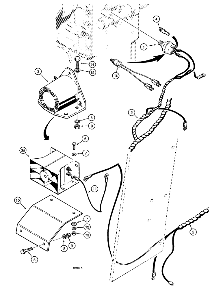 Схема запчастей Case W14 - (234) - BACKUP ALARM, USED BEFORE PIN 9154965 (04) - ELECTRICAL SYSTEMS