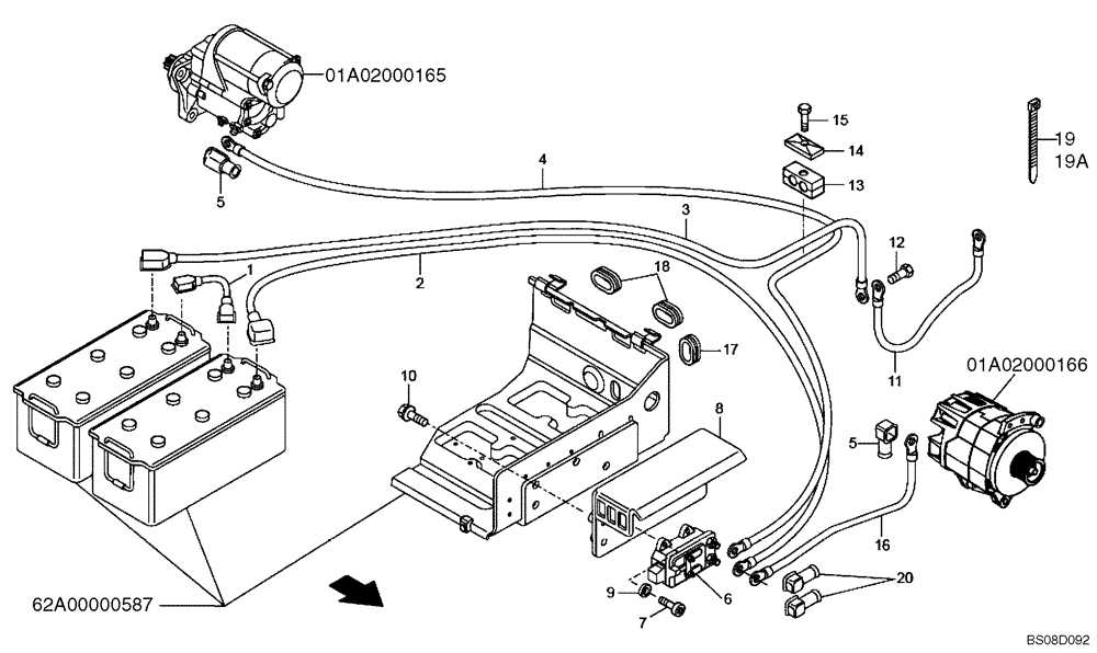 Схема запчастей Case 340B - (67A00011462[001]) - CIRCUIT, BATTERY CUT-OUT (87585902) (13) - Electrical System / Decals