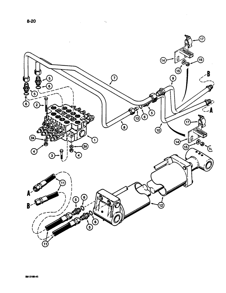 Схема запчастей Case 1187C - (8-20) - HYDRAULIC CIRCUIT, BOOM CYLINDER (08) - HYDRAULICS