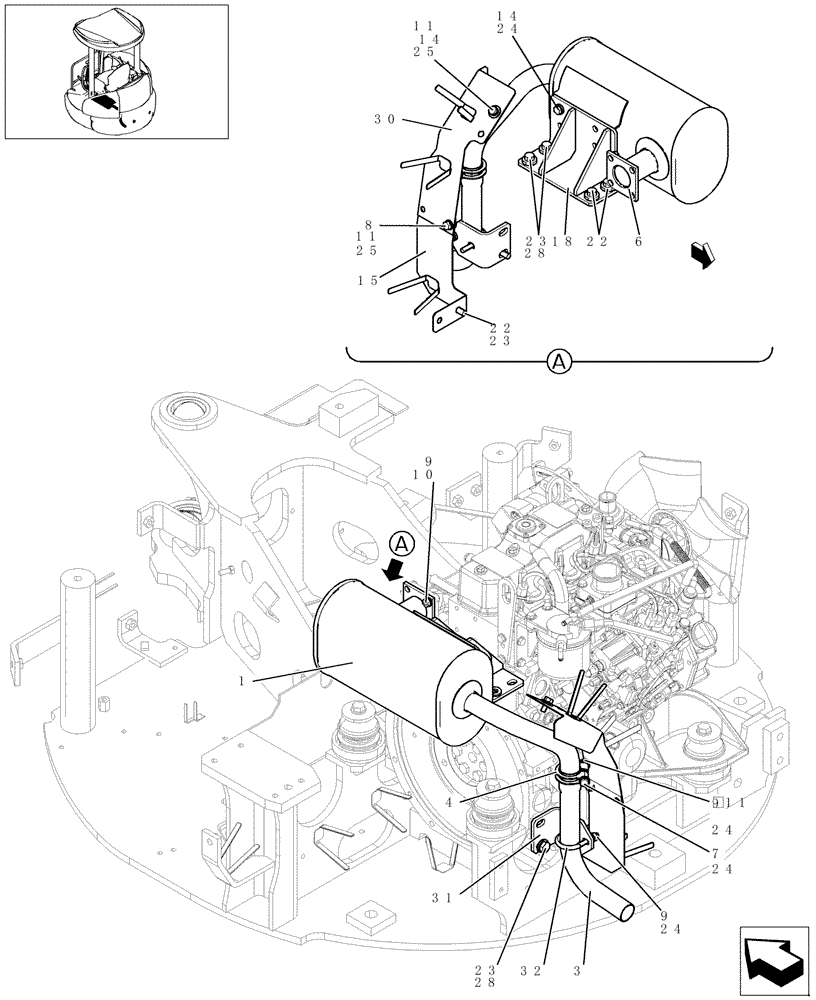 Схема запчастей Case CX20B - (046-01[1]) - MUFFLER (10) - ENGINE