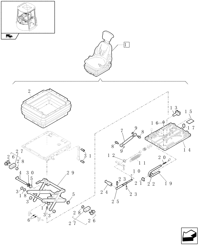 Схема запчастей Case 21E - (715/A[02]) - CANOPY:OPERATORS SEAT LOWER SIDE (10) - OPERATORS PLATFORM