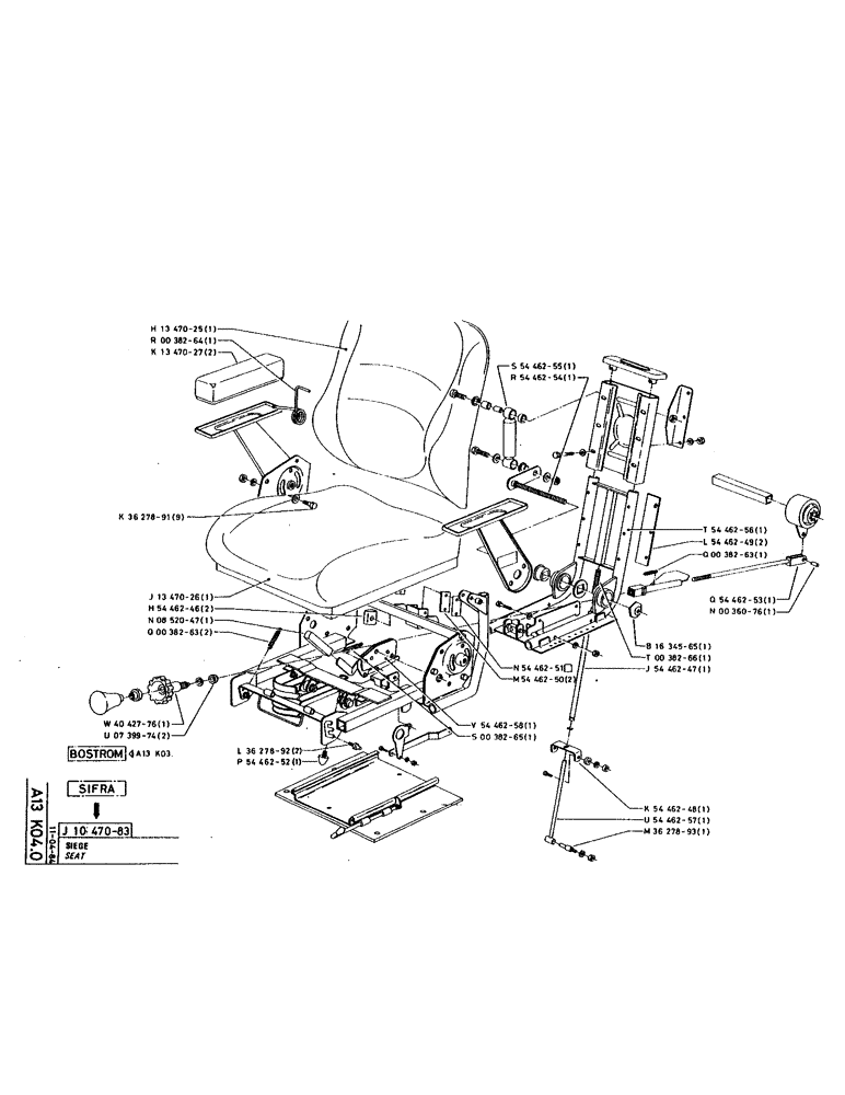 Схема запчастей Case 220 - (B-015) - SEAT (12) - Chassis/Attachments