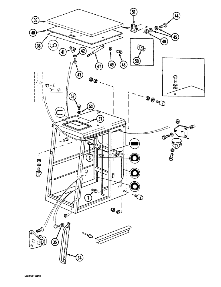 Схема запчастей Case 1088 - (9E-08) - CAB, CAB FRAME AND RELATED PARTS, P.I.N. FROM XXXXX AND AFTER, P.I.N. FROM 106901 AND AFTER (09) - CHASSIS/ATTACHMENTS