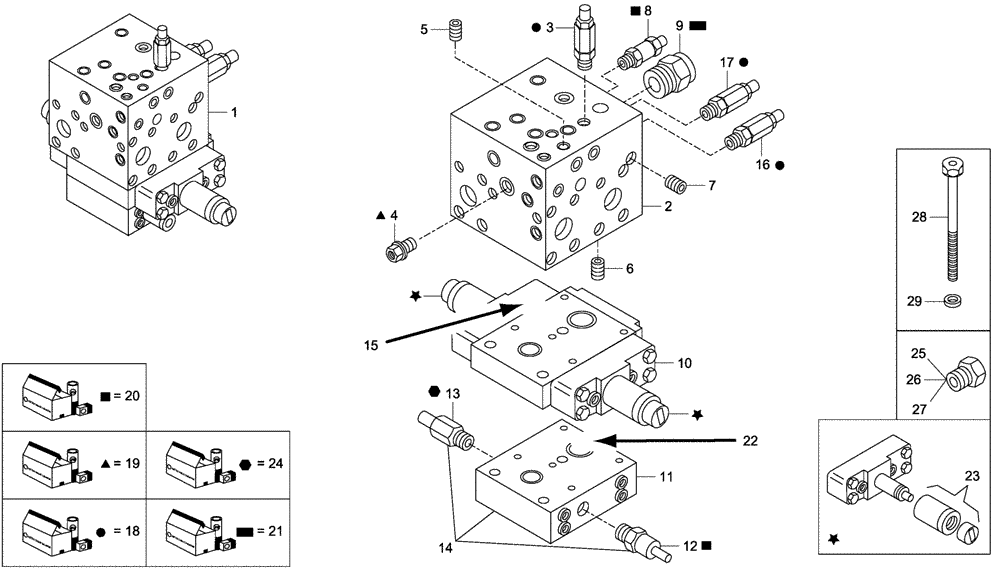 Схема запчастей Case 340 - (72H00000002[001]) - DISTRIBUTION VALVE (89500411534) (35) - HYDRAULIC SYSTEMS