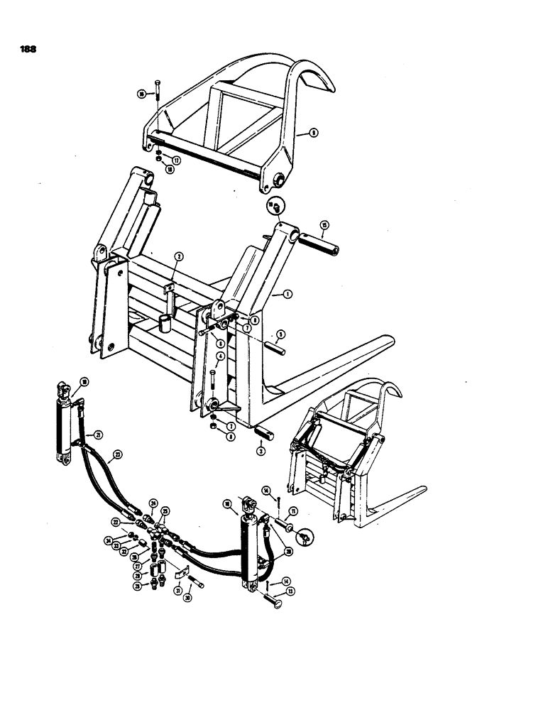 Схема запчастей Case 450 - (188) - LOGGING FORK AND GRAPPLE ATTACHMENT (05) - UPPERSTRUCTURE CHASSIS