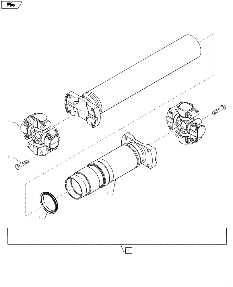 Схема запчастей Case 1121F - (21.315.01[03]) - CENTER DRIVE SHAFT ASSEMBLY, 4 SPEED (21) - TRANSMISSION