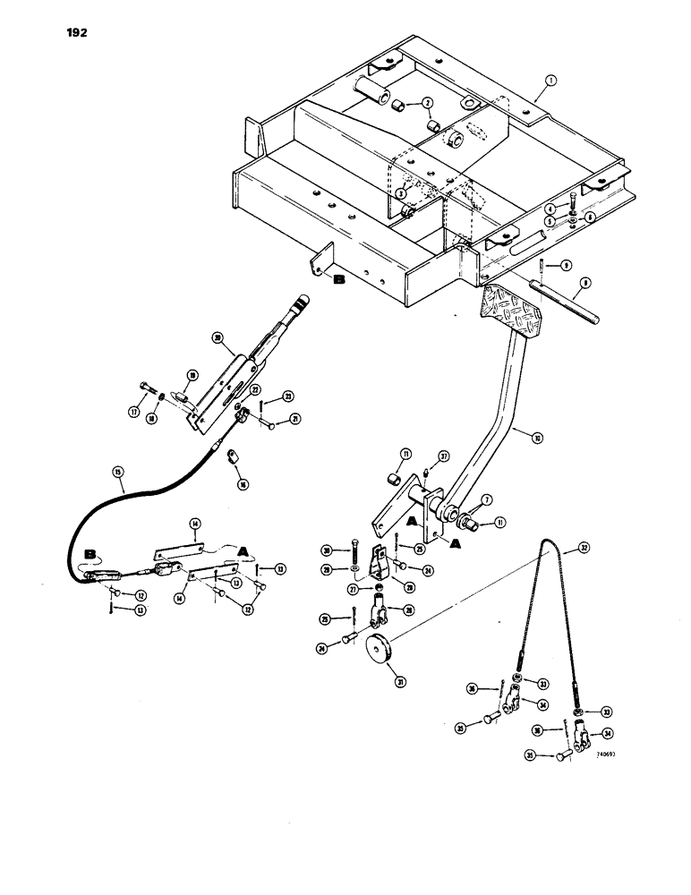 Схема запчастей Case 1450 - (192) - MANUAL BRAKES (07) - BRAKES