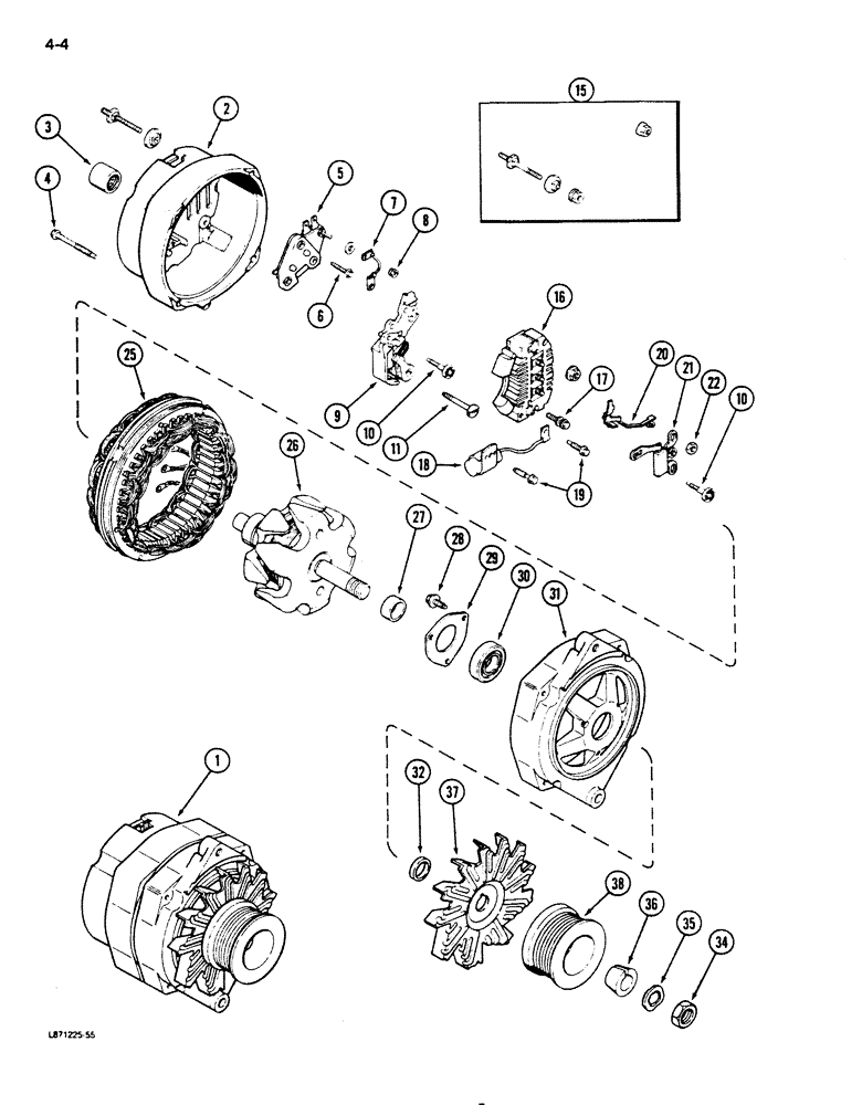 Схема запчастей Case 850D - (4-04) - ALTERNATOR, IF EQUIPPED (04) - ELECTRICAL SYSTEMS