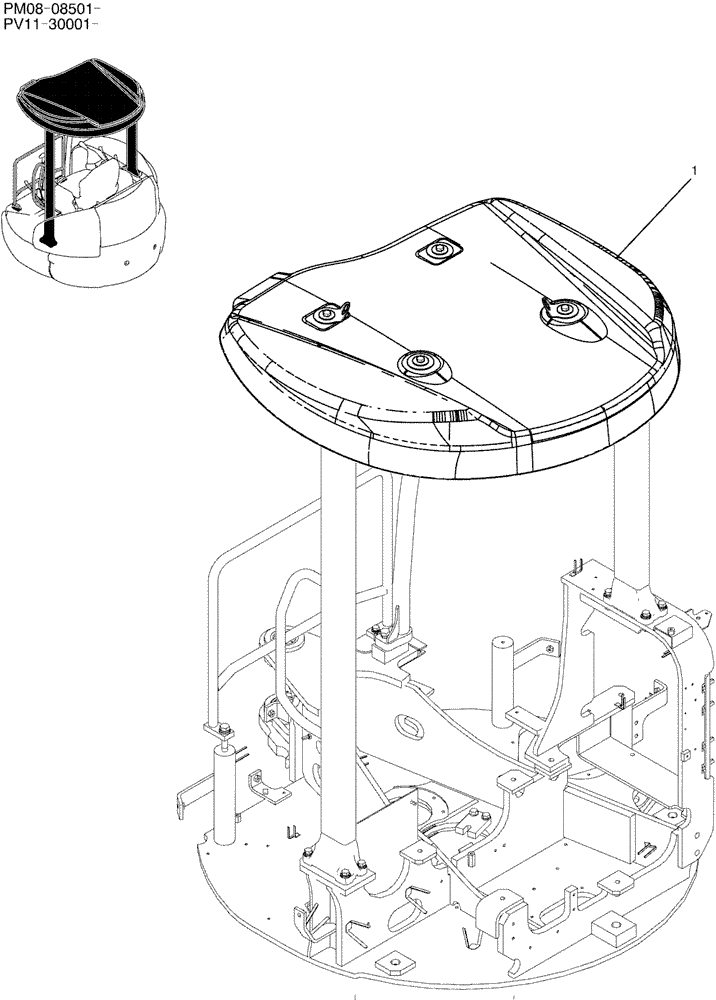 Схема запчастей Case CX27B - (01-054) - CANOPY INSTAL (90) - PLATFORM, CAB, BODYWORK AND DECALS