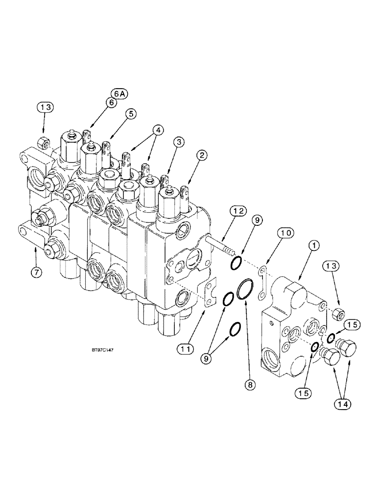 Схема запчастей Case 590SL - (8-88) - BACKHOE CONTROL VALVES, MODELS WITHOUT EXTENDABLE DIPPER, W/O AUX. HYD. (08) - HYDRAULICS