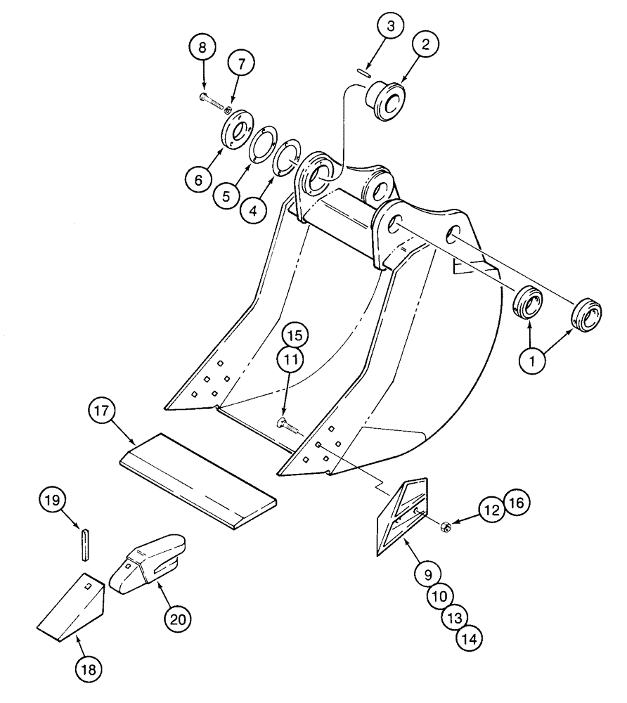 Схема запчастей Case 9050 - (9-68) - H & H BUCKETS, SEVERE DUTY, BUCKET ASSEMBLY - SEVERE DUTY (09) - CHASSIS