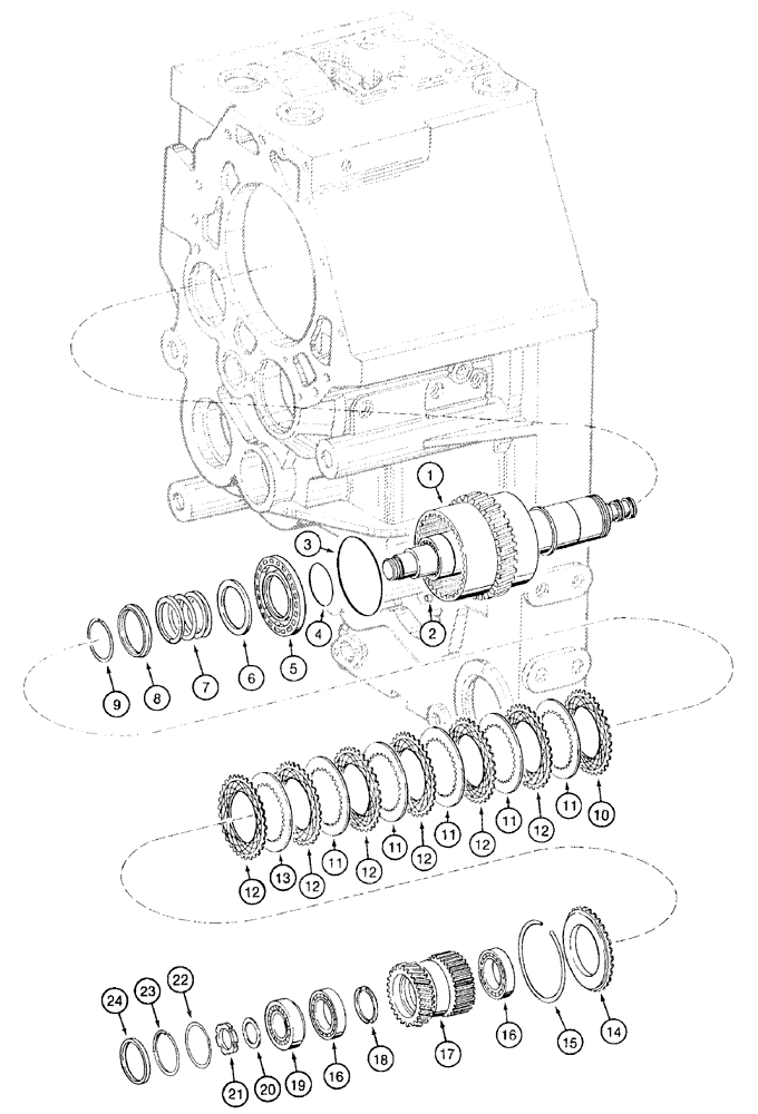 Схема запчастей Case 921B - (6-025[A]) - TRANSMISSION ASSEMBLY - FOURTH GEAR AND CLUTCH, P.I.N. JEE0052701 AND AFTER (06) - POWER TRAIN