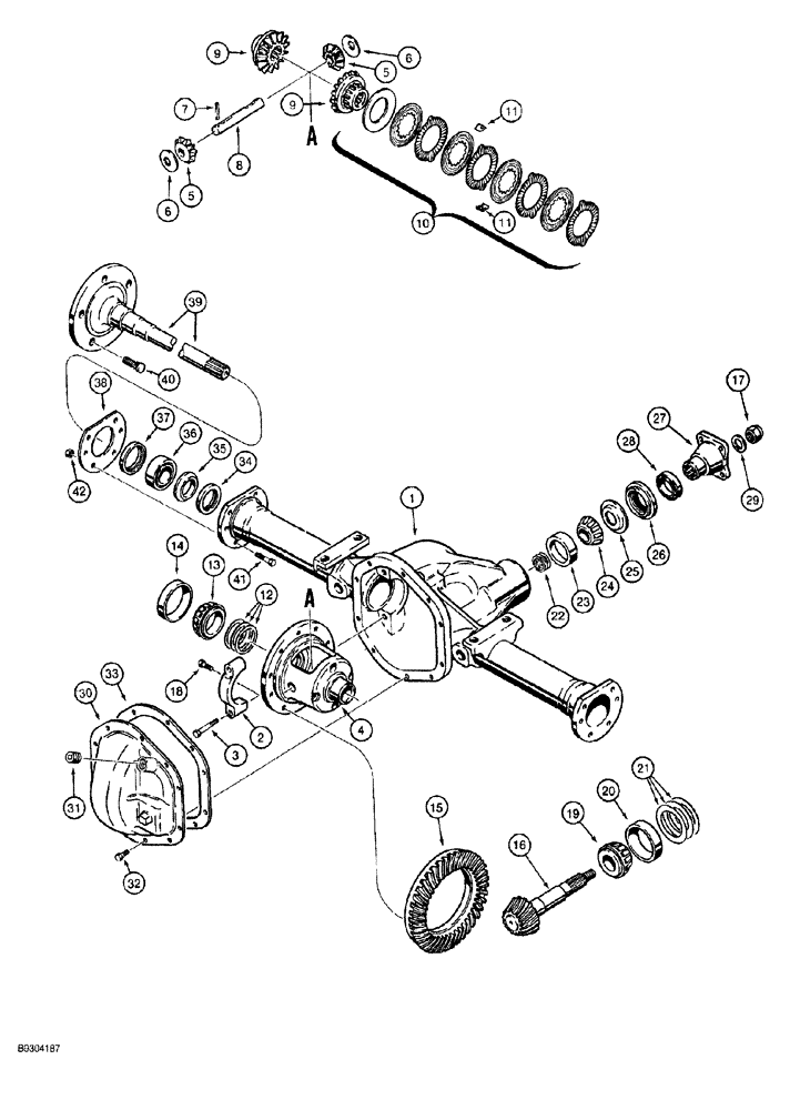 Схема запчастей Case MAXI-SNEAKER - (06-016) - AXLE ASSEMBLY, 110858A1, FRONT AND REAR (06) - POWER TRAIN