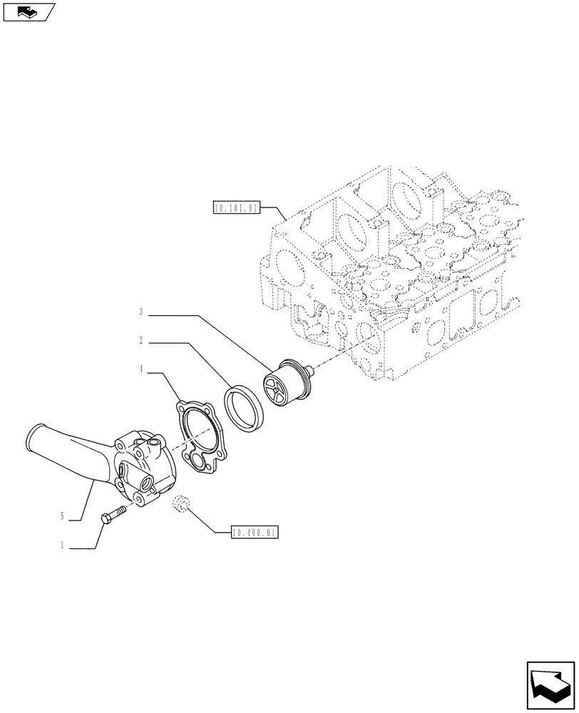Схема запчастей Case F2CFE614C A003 - (10.402.01) - TEMPERATURE CONTROL (THERMOSTAT) (10) - ENGINE