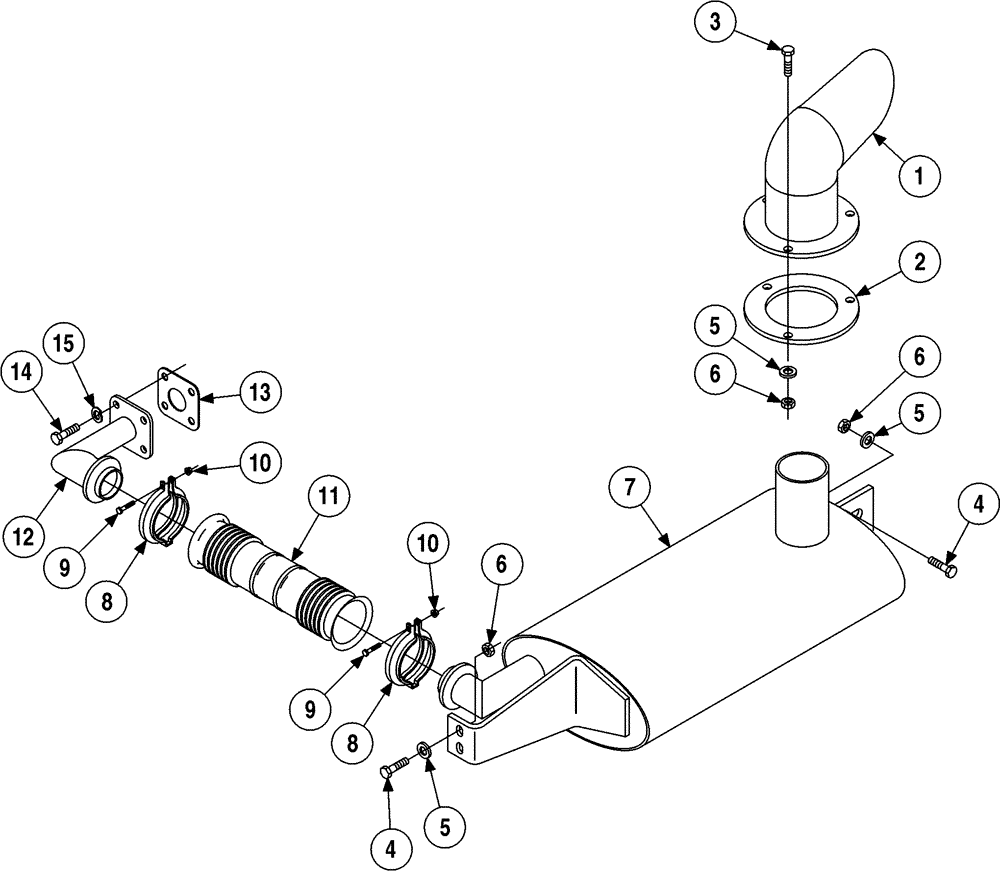 Схема запчастей Case 6010 - (02-04) - MUFFLER - EXHAUST SYSTEM (10) - ENGINE