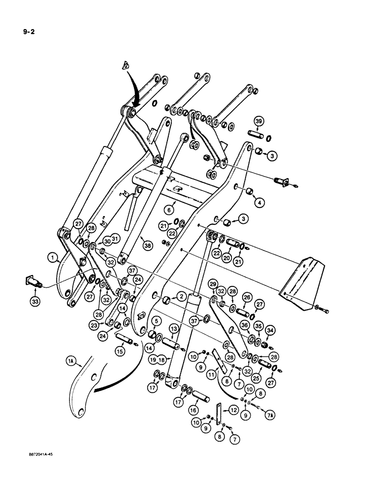 Схема запчастей Case W11B - (9-002) - LOADER LIFT COMPONENTS (09) - CHASSIS/ATTACHMENTS