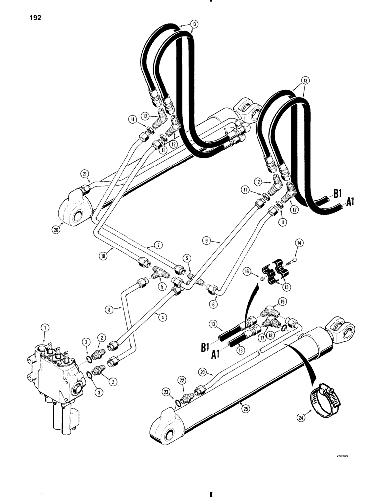 Схема запчастей Case W11 - (192) - LOADER LIFT HYDRAULIC CIRCUIT (08) - HYDRAULICS