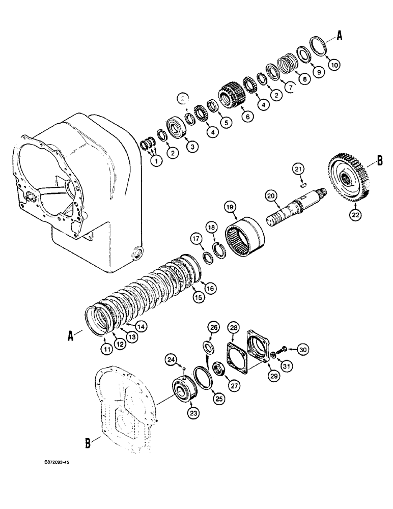Схема запчастей Case W36 - (6-186) - TRANSMISSION ASSEMBLY, FOURTH CLUTCH SHAFT PARTS (06) - POWER TRAIN