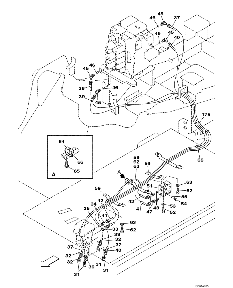 Схема запчастей Case CX160 - (08-20) - PILOT CONTROL LINES, TRAVEL - MODELS WITHOUT LOAD HOLD (08) - HYDRAULICS