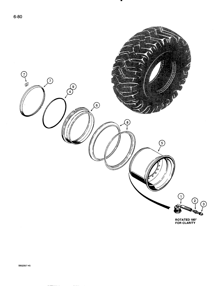 Схема запчастей Case 821 - (6-080) - WHEELS - 19.5 X 25 RIM FOR 23.5 X 25 TIRES (06) - POWER TRAIN