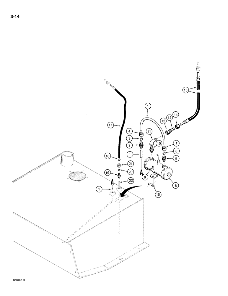 Схема запчастей Case W20C - (3-14) - FUEL LINES, MODELS WITH ELECTRIC FUEL PUMP, USED ON W18B AND BEFORE W20C P.I.N. 9158874 (03) - FUEL SYSTEM