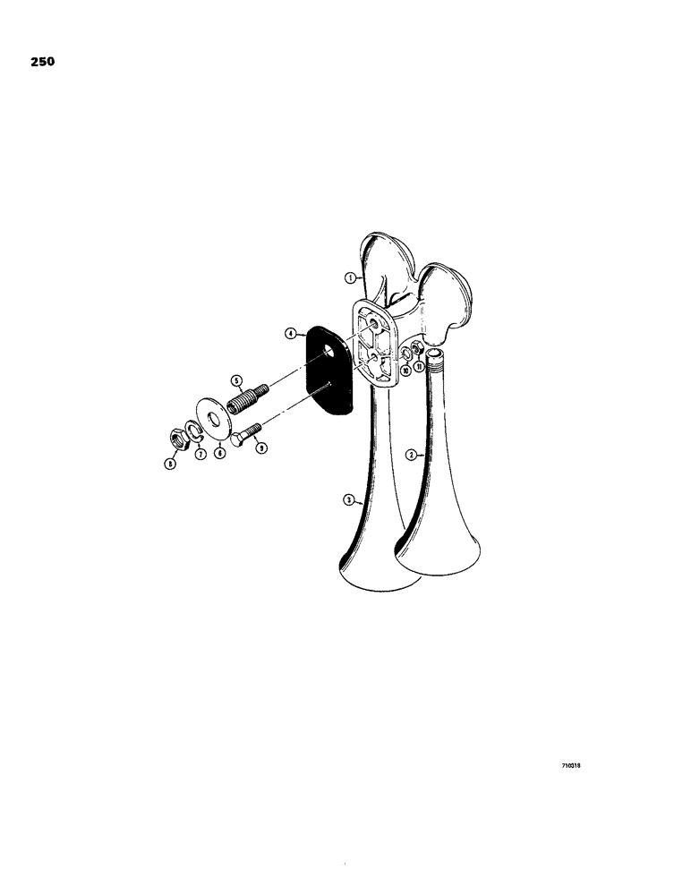 Схема запчастей Case W26B - (250) - BRAKE SYSTEM, L50225 HORN (07) - BRAKES