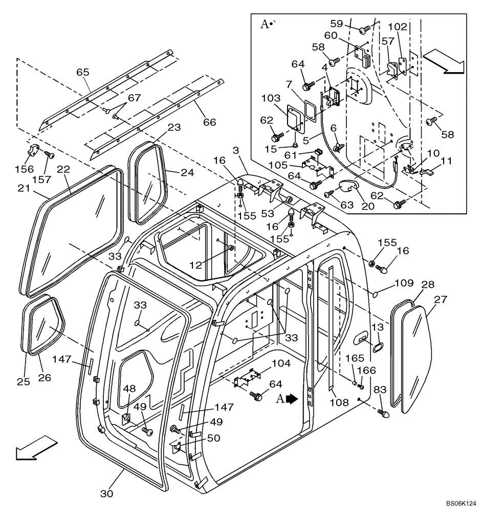 Схема запчастей Case CX460 - (09-26) - CAB - GLASS (09) - CHASSIS/ATTACHMENTS
