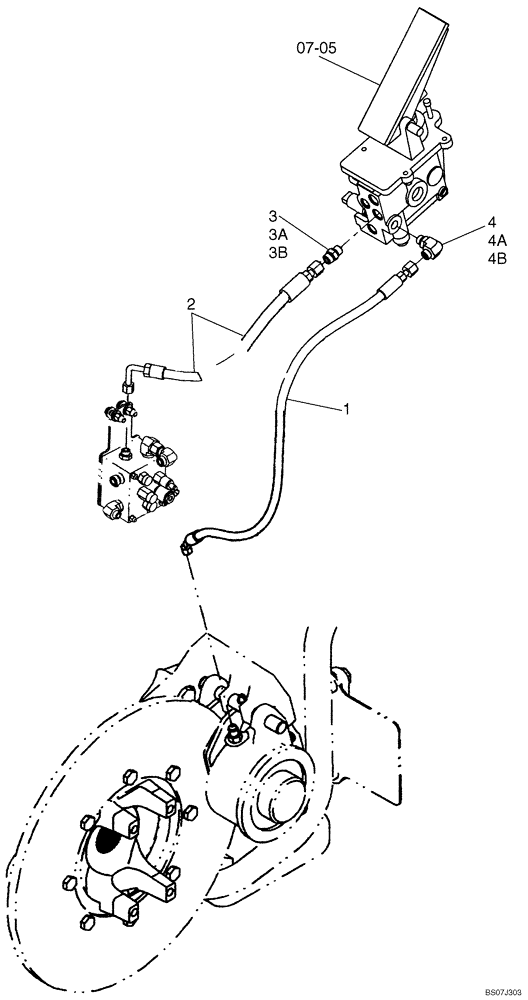 Схема запчастей Case 521E - (07-03C) - HYDRAULICS - BRAKE, MAIN - PARKING BRAKE, FAN RELIEF (07) - BRAKES