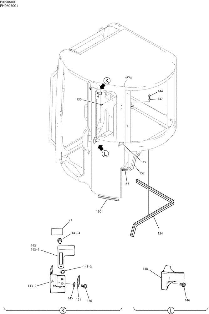 Схема запчастей Case CX50B - (05-012) - CAB ASSY-COOLER (50) - CAB CLIMATE CONTROL