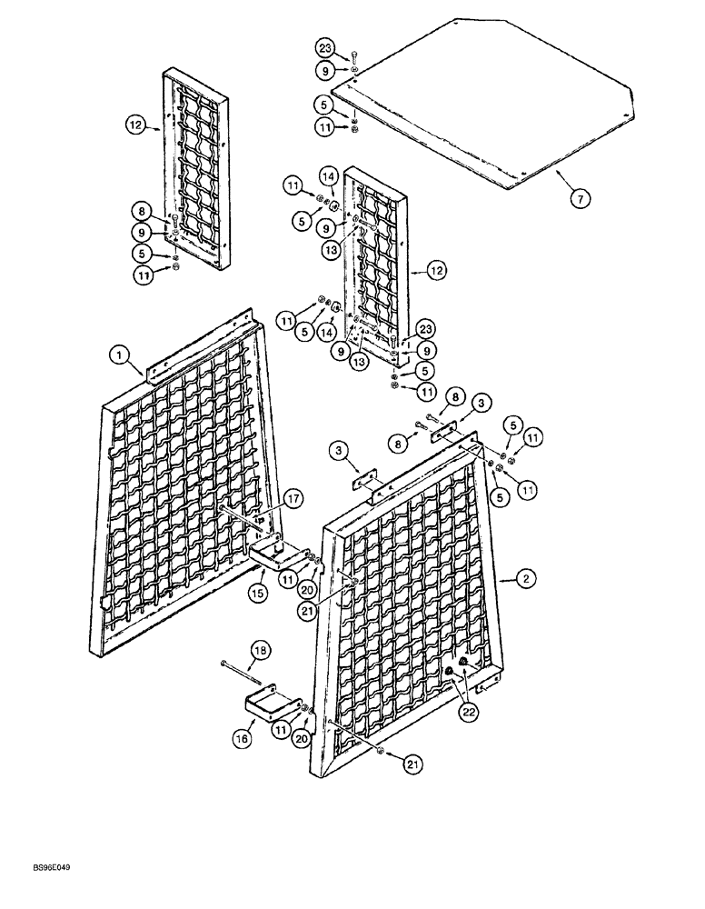 Схема запчастей Case 1150G - (9-046) - ROPS CANOPY BRUSH SCREENS AND EXTENSION (05) - UPPERSTRUCTURE CHASSIS